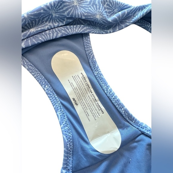 Aerie Large NWT blue geometric floral bikini bottoms swimsuit modest full cover - Picture 2 of 5